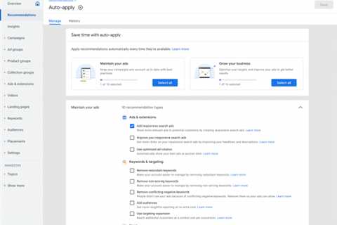 Google Ads Consolidates Manage Automatically Applied Recommendations In One Page