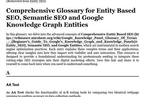 Entity Based SEO Glossary of Terms - (Beginners Guide To Semantic SEO and Google Entities) -..